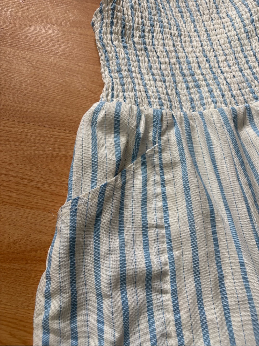 Bluenotes Blue White Striped Smocked Jumpsuit linen blend New England summer M - Picture 4 of 10